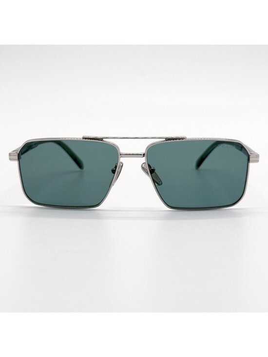 New Prada Silver Green Square Unisex Sunglasses PRA57S 1BC10G main image 6